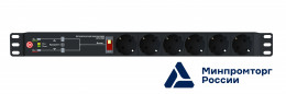 ATS-1602: 1U, 230V, 8А, in (2) C14, out (6) Schuko